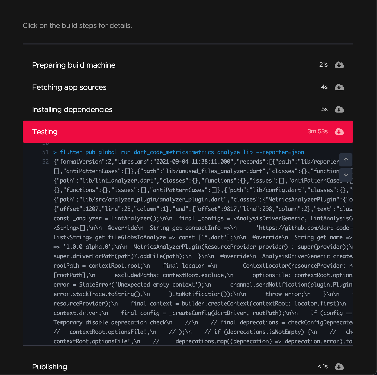 Registros do Flutterando Metrics